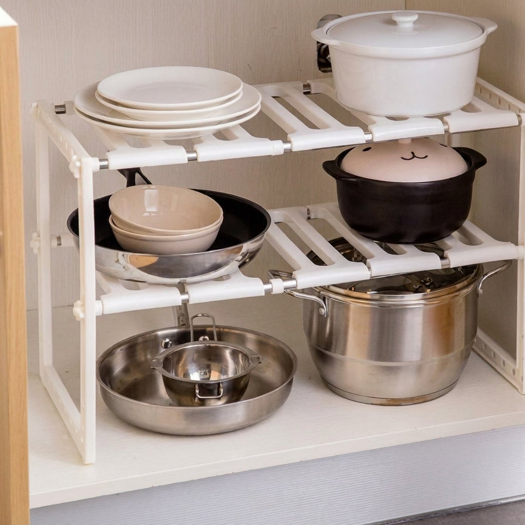 Organizador Doble Extensible de Acero Inoxidable