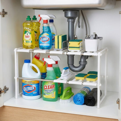 Organizador Doble Extensible de Acero Inoxidable