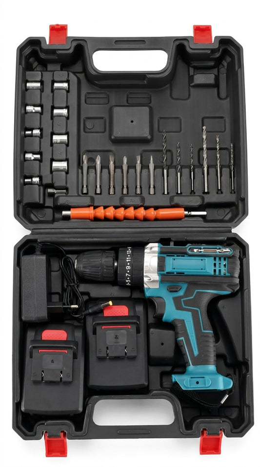 Taladro Inalámbrico 48V Profesional + 2 Baterías + Kit de Accesorios
