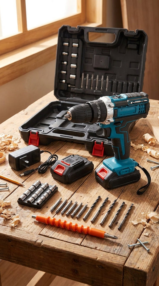 Taladro Inalámbrico 48V Profesional + 2 Baterías + Kit de Accesorios