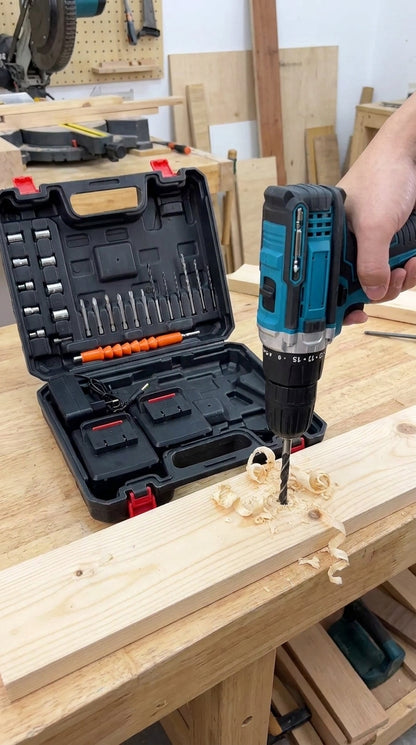 Taladro Inalámbrico 48V Profesional + 2 Baterías + Kit de Accesorios